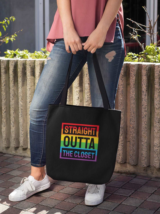 Sacosa textila bumbac organic vegan pride hay creations STRAIGHT OUTTA THE CLOSET