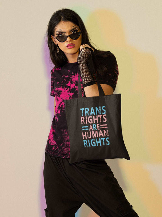 Sacosa textila bumbac organic vegan pride hay creations TRANS RIGHTS ARE HUMAN RIGHTS