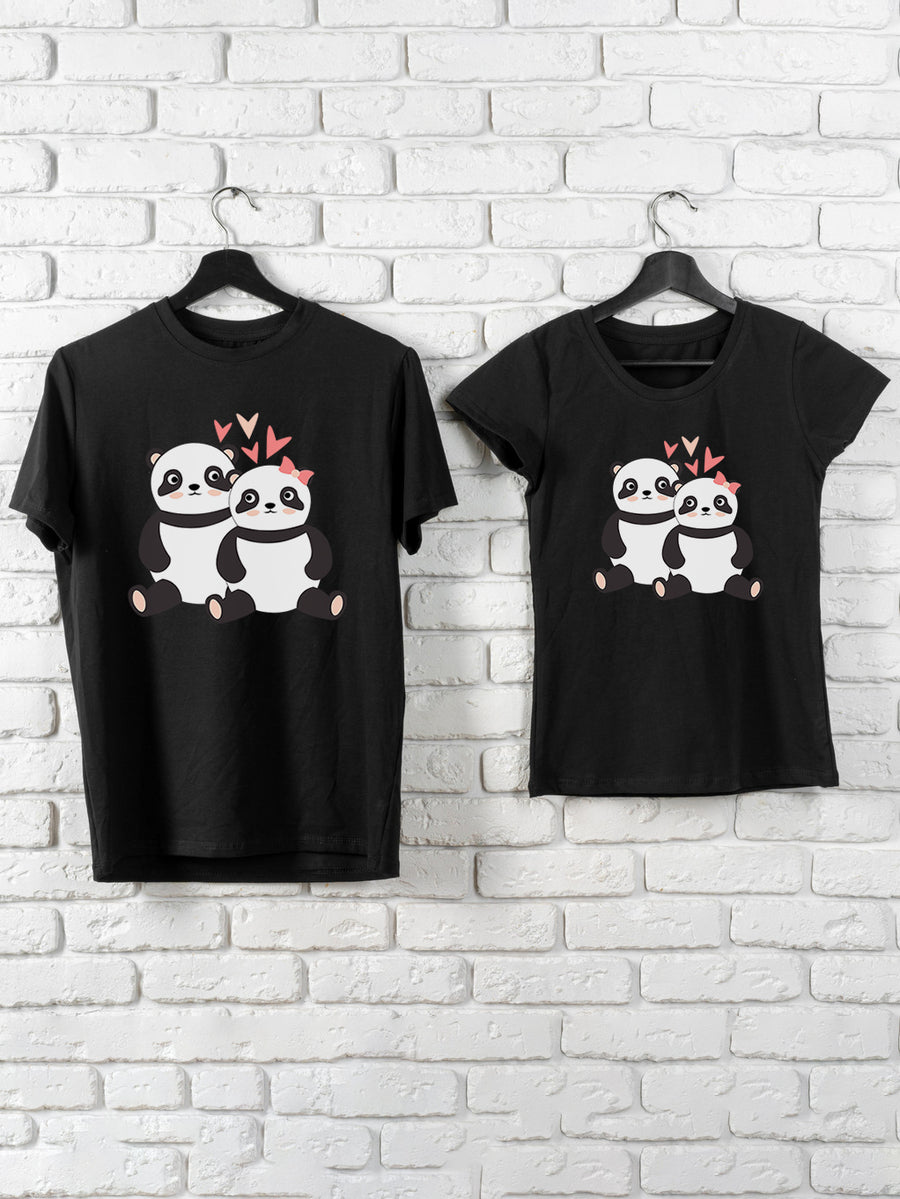 Set-tricouri-cuplu-premium-hay-creations-valentines-day-ziua-indragostitilor-panda-love-negre
