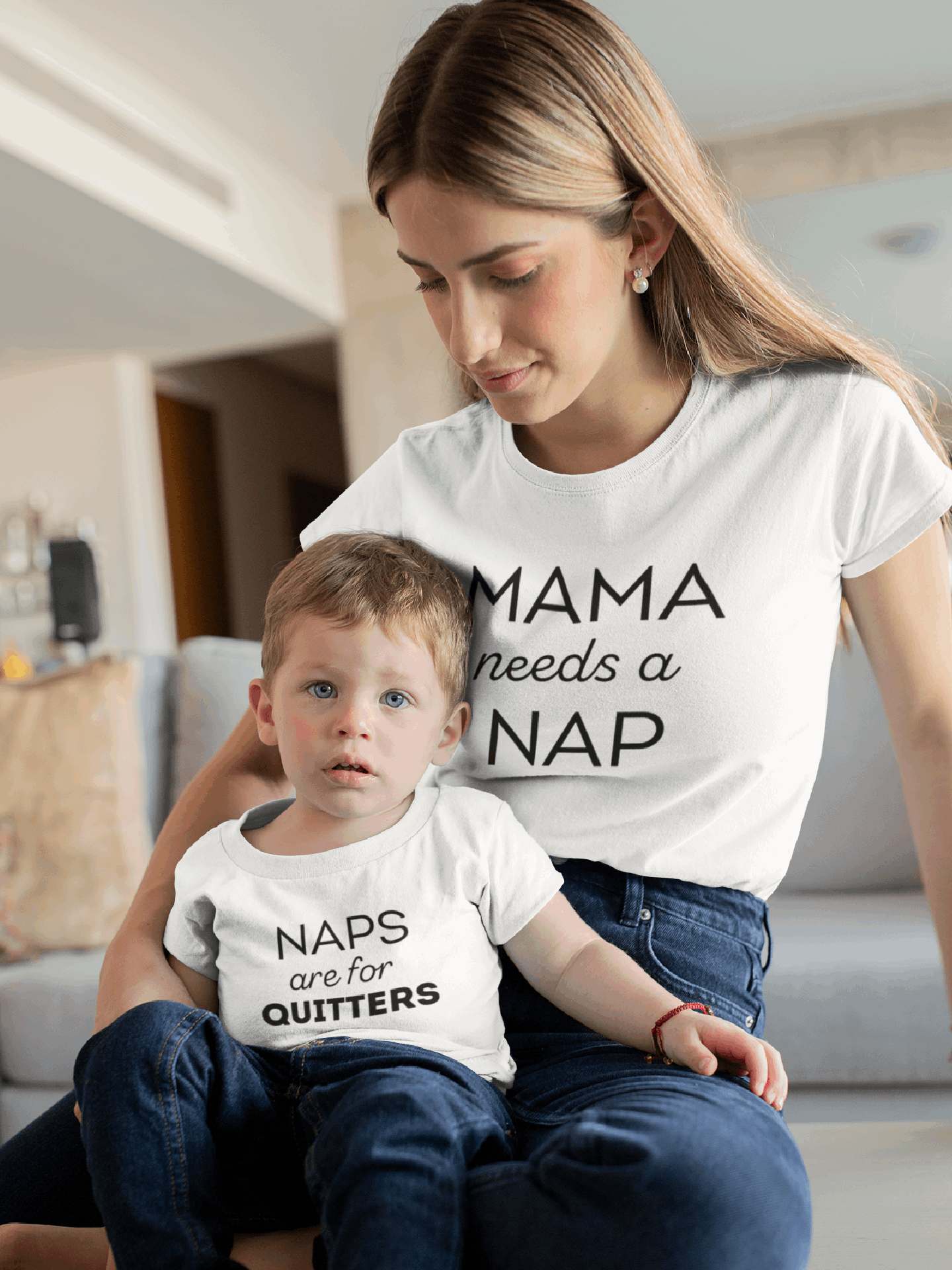 Set tricouri mamă-copil MAMA NEEDS A NAP / NAPS ARE FOR QUITTERS