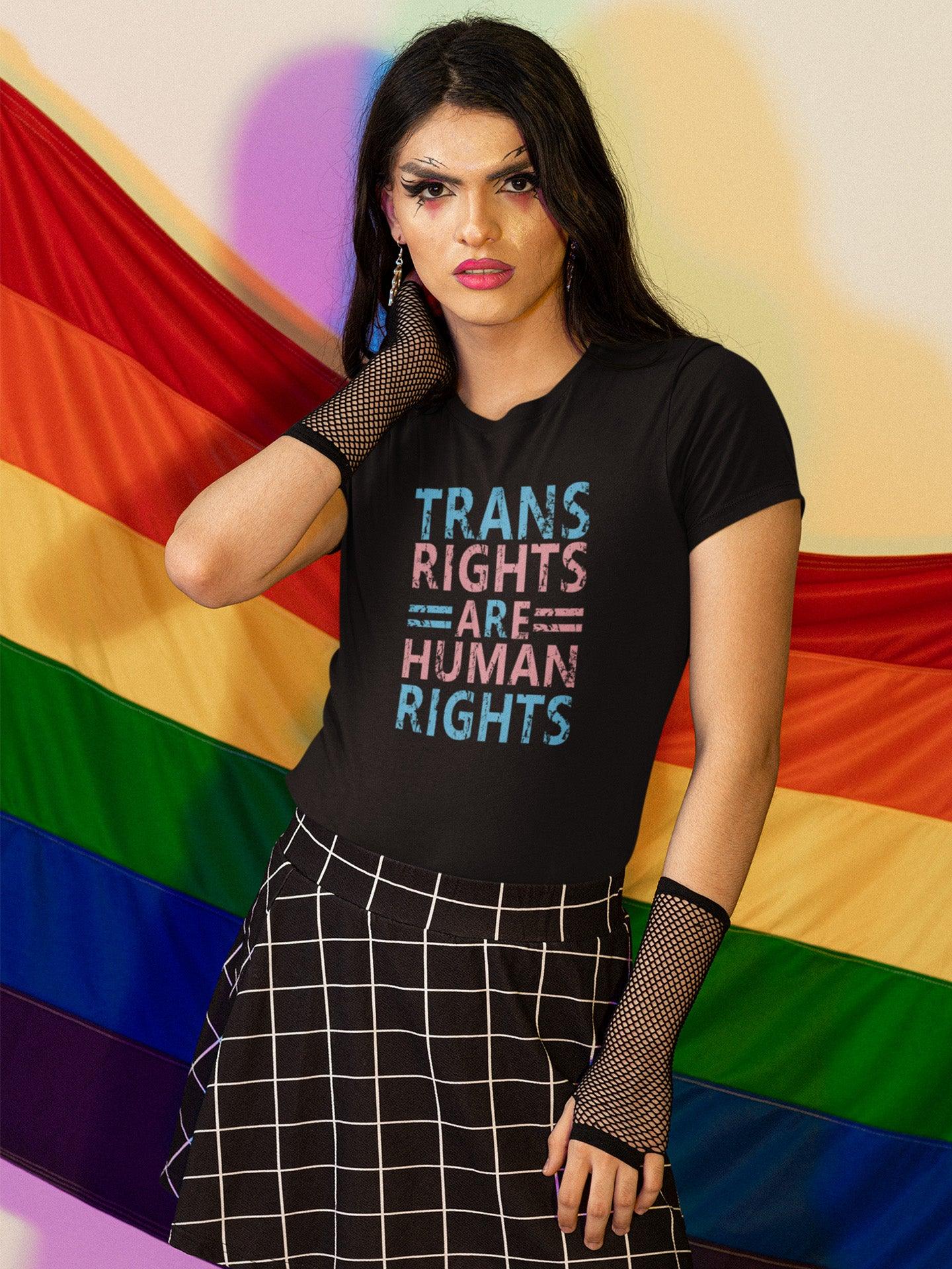 tricou bumbac organic premium vegan lgbt transgender trans rights are human rights