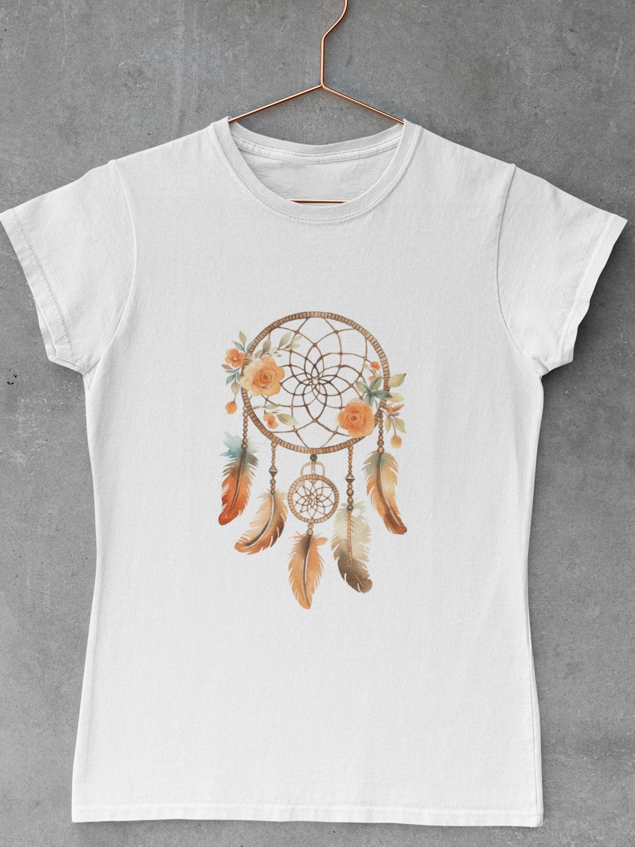 Tricou-bumbac-premium-organic-vegan-toamna-autumn-femei-hay-creations-Flowers-feathers-and-dreams-alb