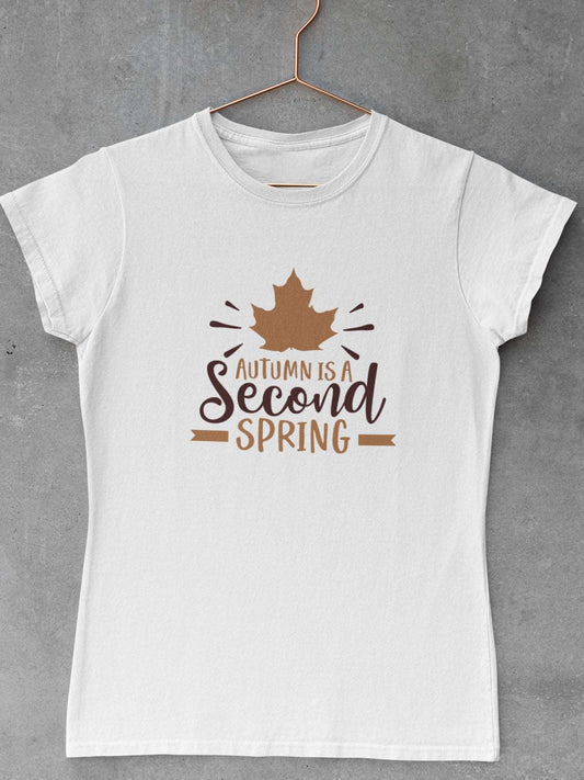 Tricou-bumbac-premium-organic-vegan-toamna-autumn-femei-hay-creations-autumn-is-a-second-spring-alb