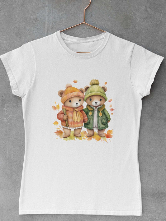 Tricou-bumbac-premium-organic-vegan-toamna-autumn-femei-hay-creations-bear-duo-alb