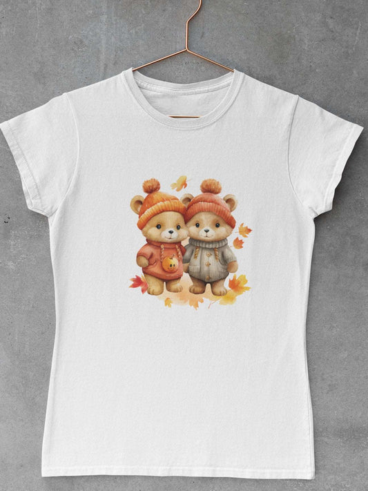 Tricou-bumbac-premium-organic-vegan-toamna-autumn-femei-hay-creations-bear-romance-in-the-fall-alb