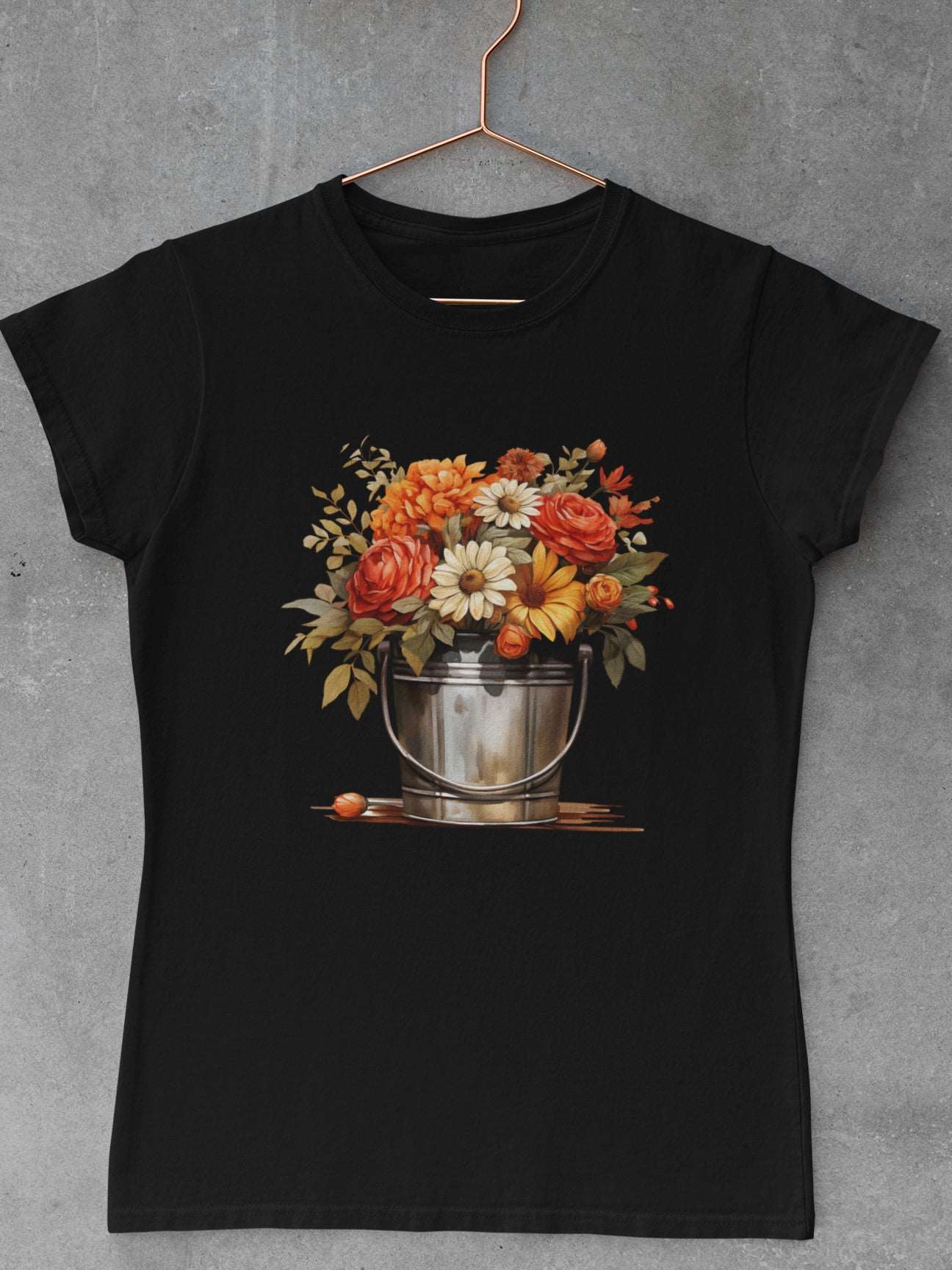 Tricou-bumbac-premium-organic-vegan-toamna-autumn-femei-hay-creations-bucket-bouquet-negru