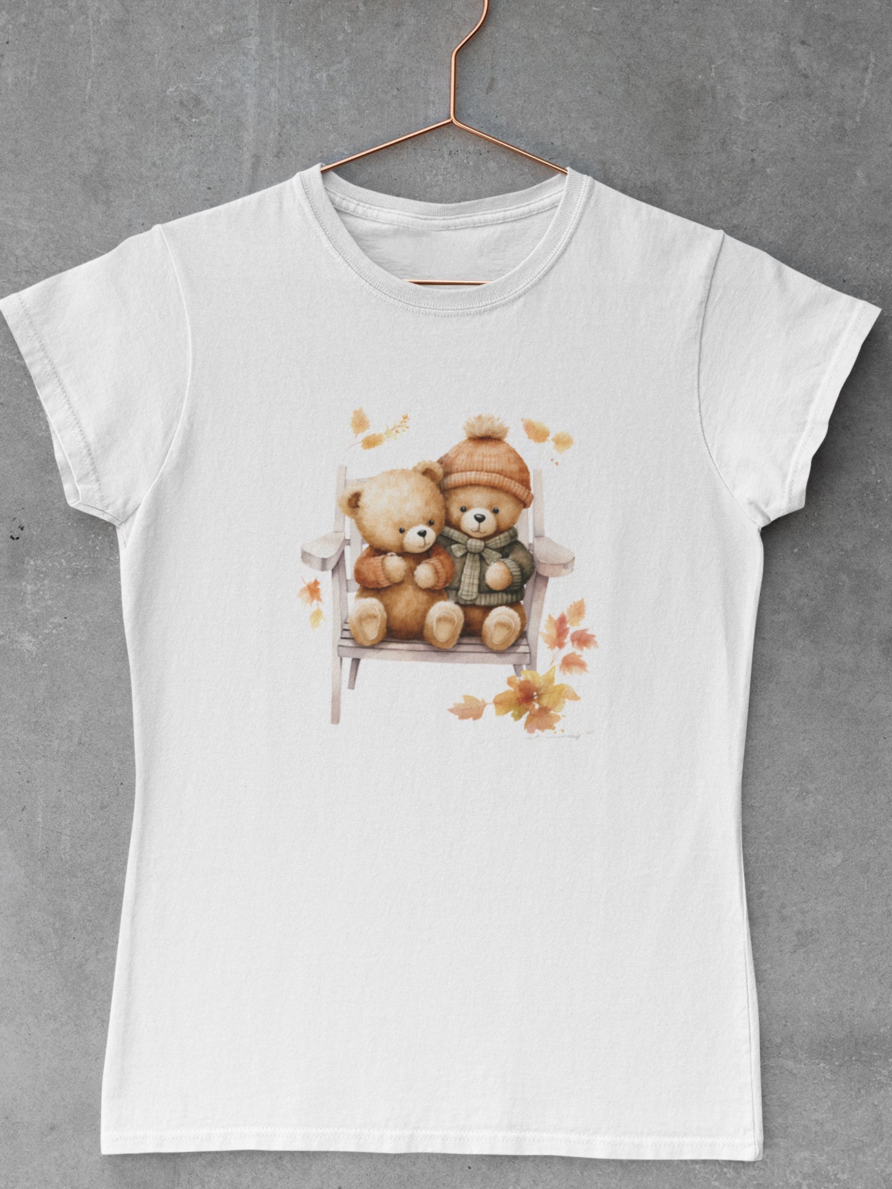 Tricou-bumbac-premium-organic-vegan-toamna-autumn-femei-hay-creations-cosy-bears-alb