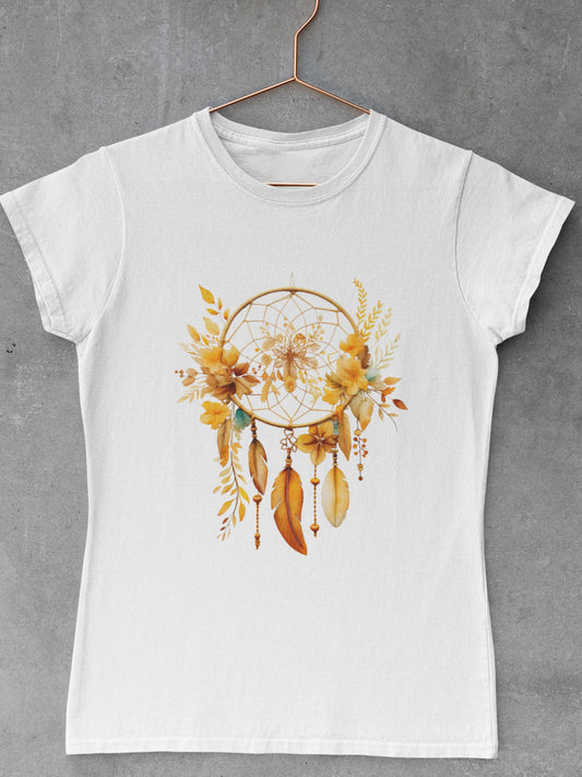 Tricou-bumbac-premium-organic-vegan-toamna-autumn-femei-hay-creations-dreamcatcher-alb