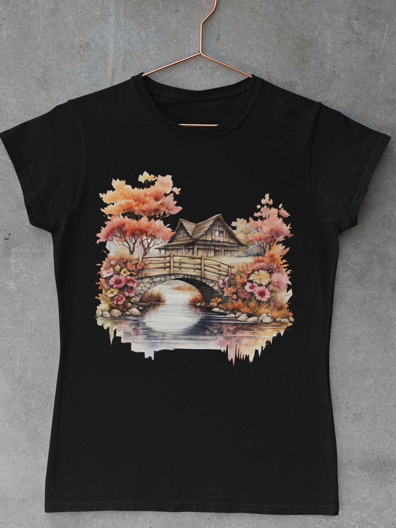 Tricou-bumbac-premium-organic-vegan-toamna-autumn-femei-hay-creations-fall-magic-negru