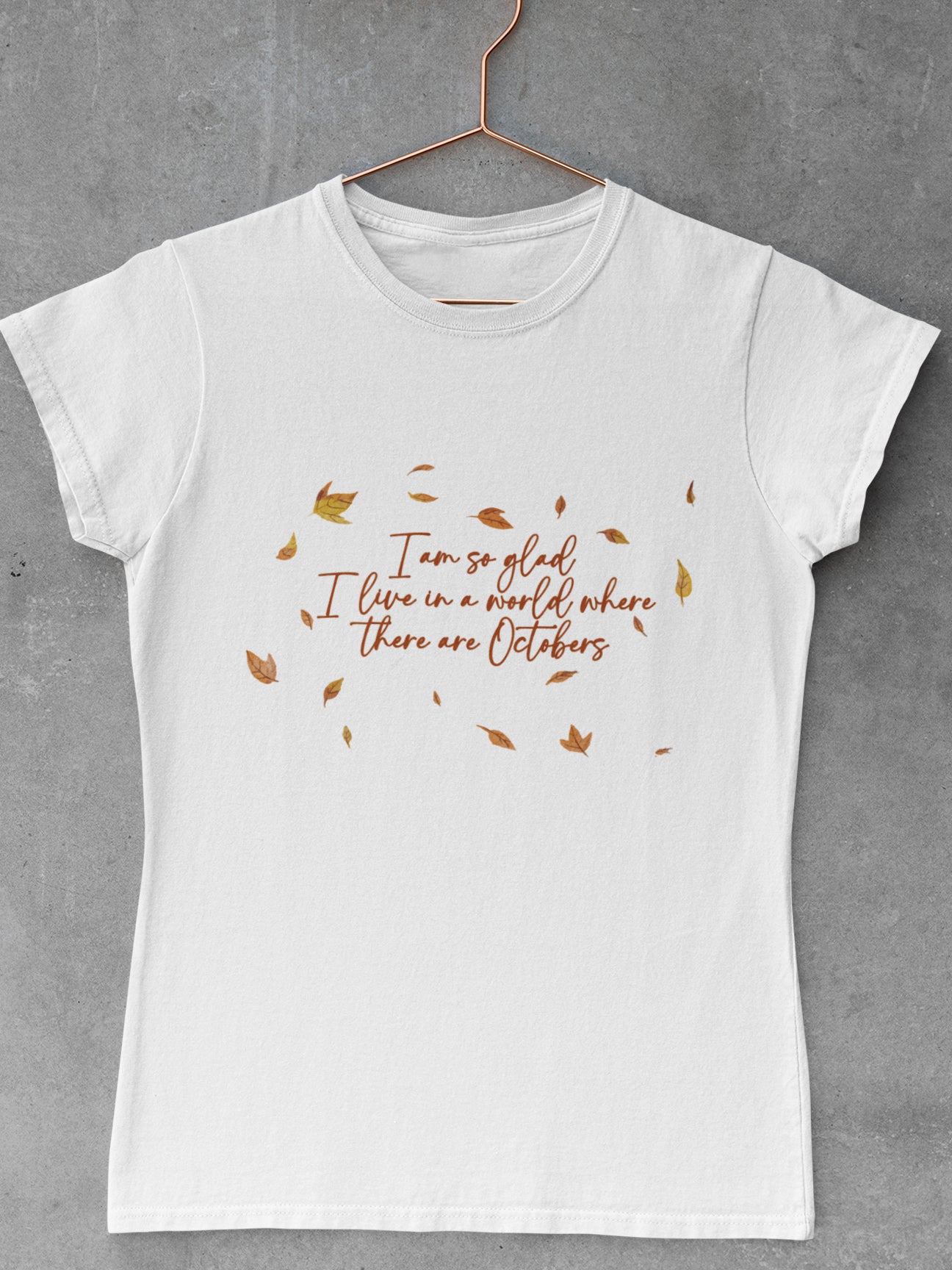 Tricou-bumbac-premium-organic-vegan-toamna-autumn-femei-hay-creations-glad-for-Octobers-alb