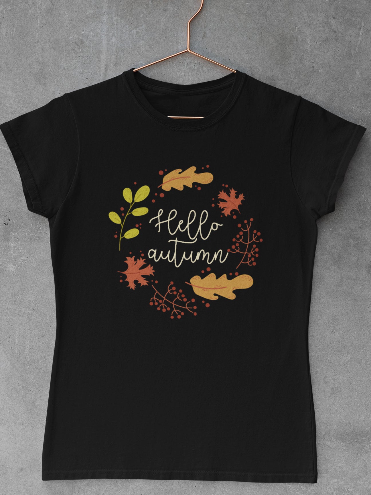 Tricou-bumbac-premium-organic-vegan-toamna-autumn-femei-hay-creations-hello-autumn-negru