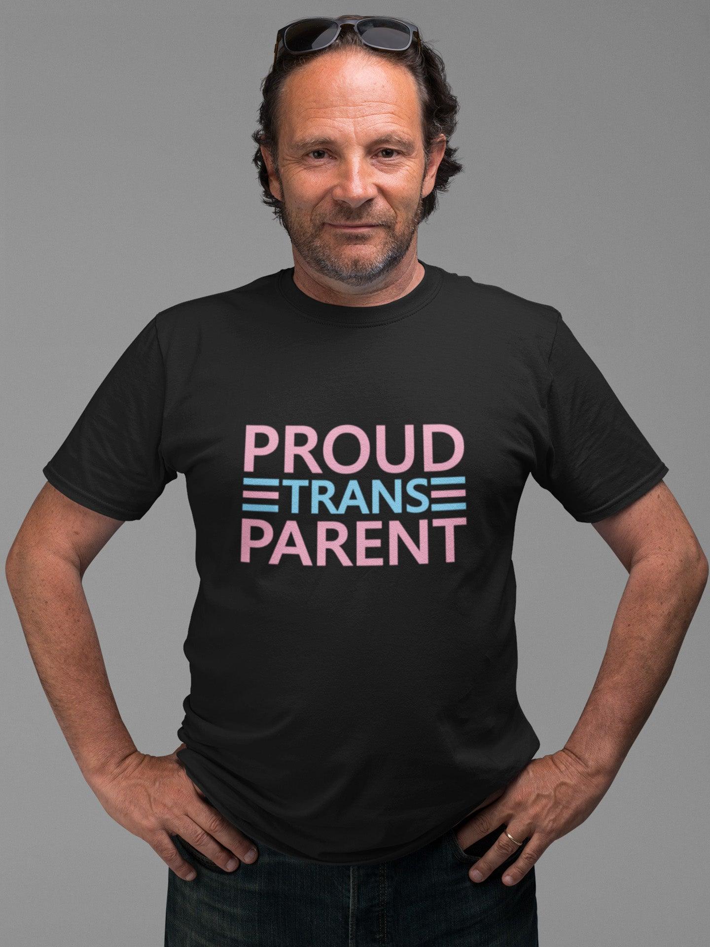 Tricou LGBT bărbați negru Hay Creations, colecția Love is Love Pride, bumbac organic premium vegan. Proud Trans Parent.