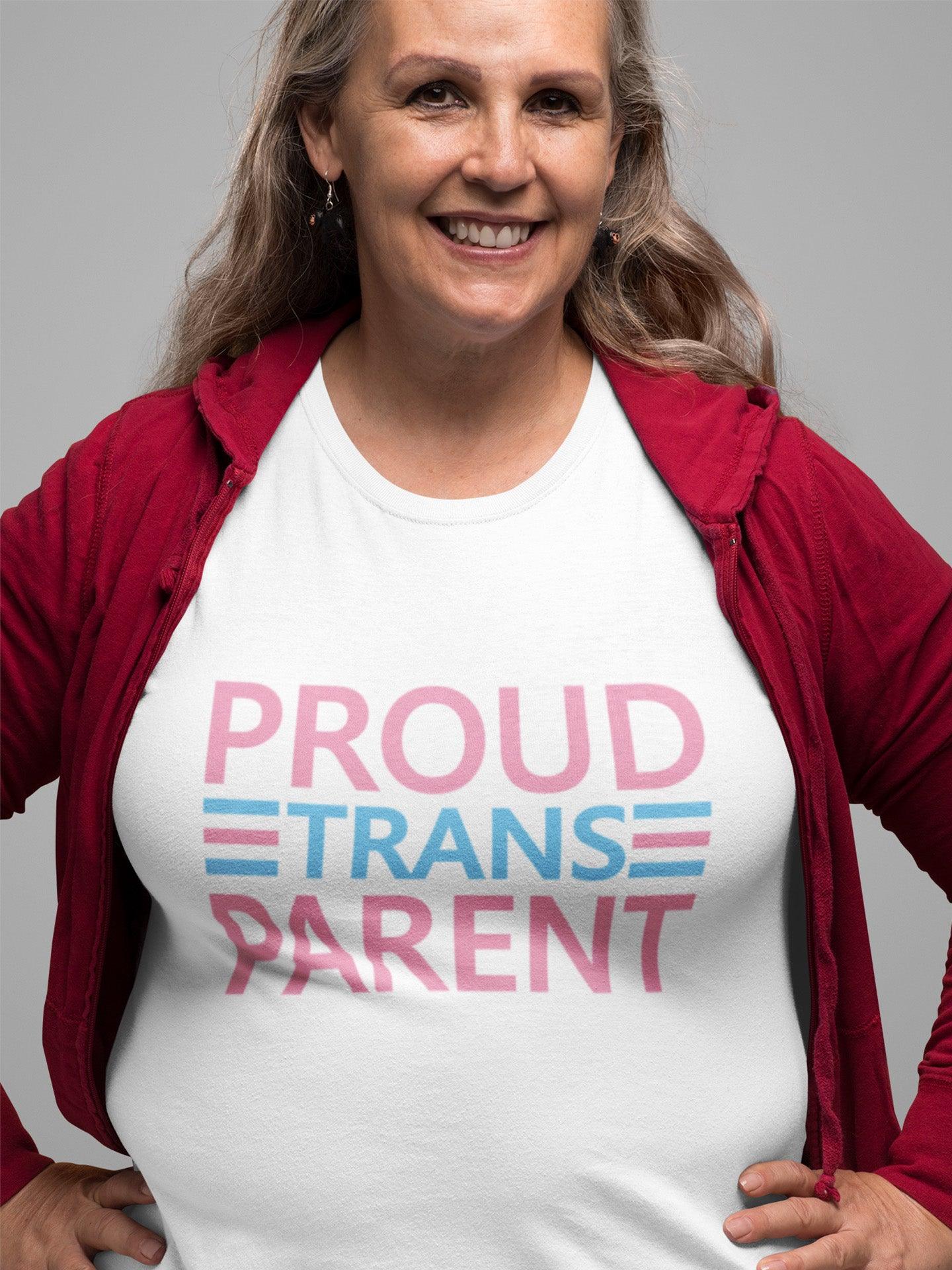  Tricou LGBT femei alb Hay Creations, colecția Love is Love Pride, bumbac organic premium vegan. Proud Trans Parent.