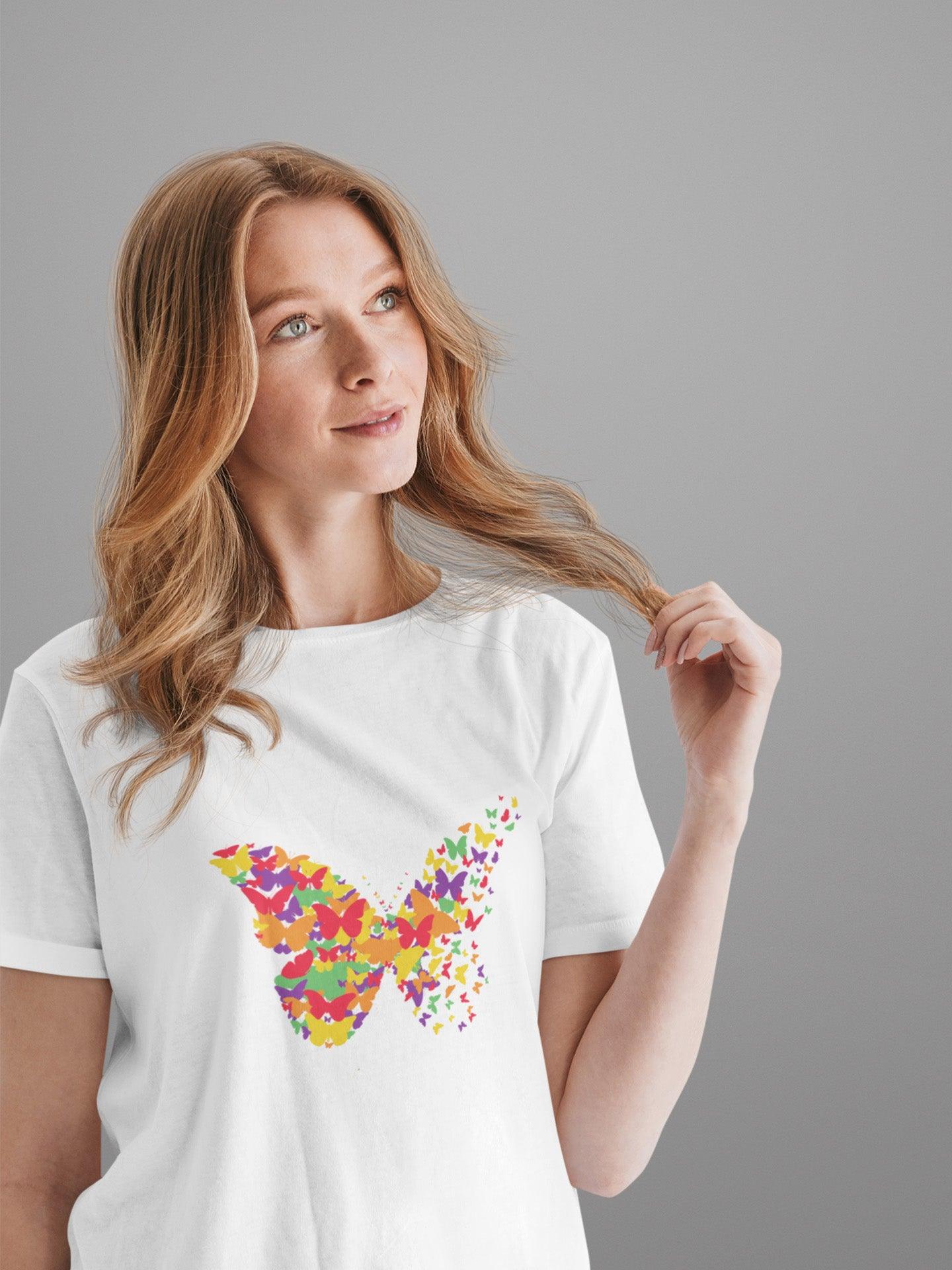 tricou bumbac organic lgbt hay creations rainbow butterfly