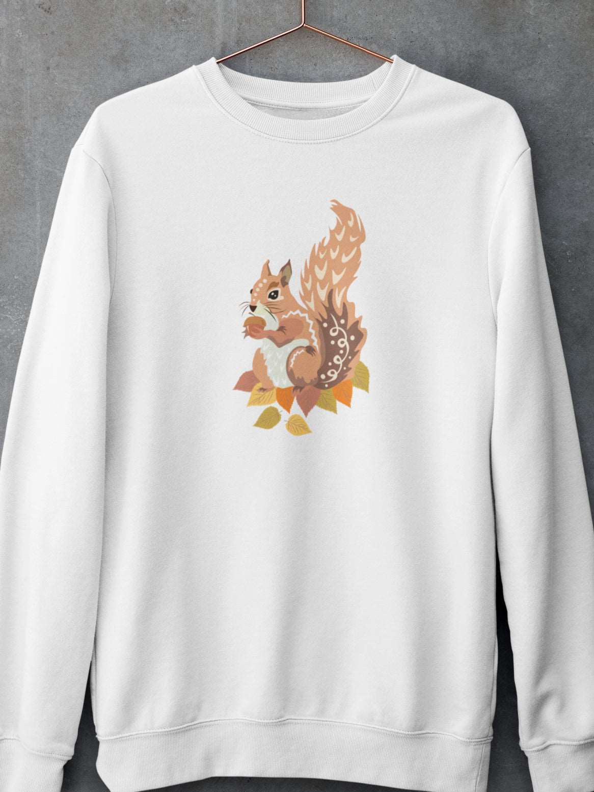     bluza-cu-maneca-lunga-bumbac-premium-organic-vegan-alba-toamna-autumn-femei-hay-creations-Autumn-Squirrel