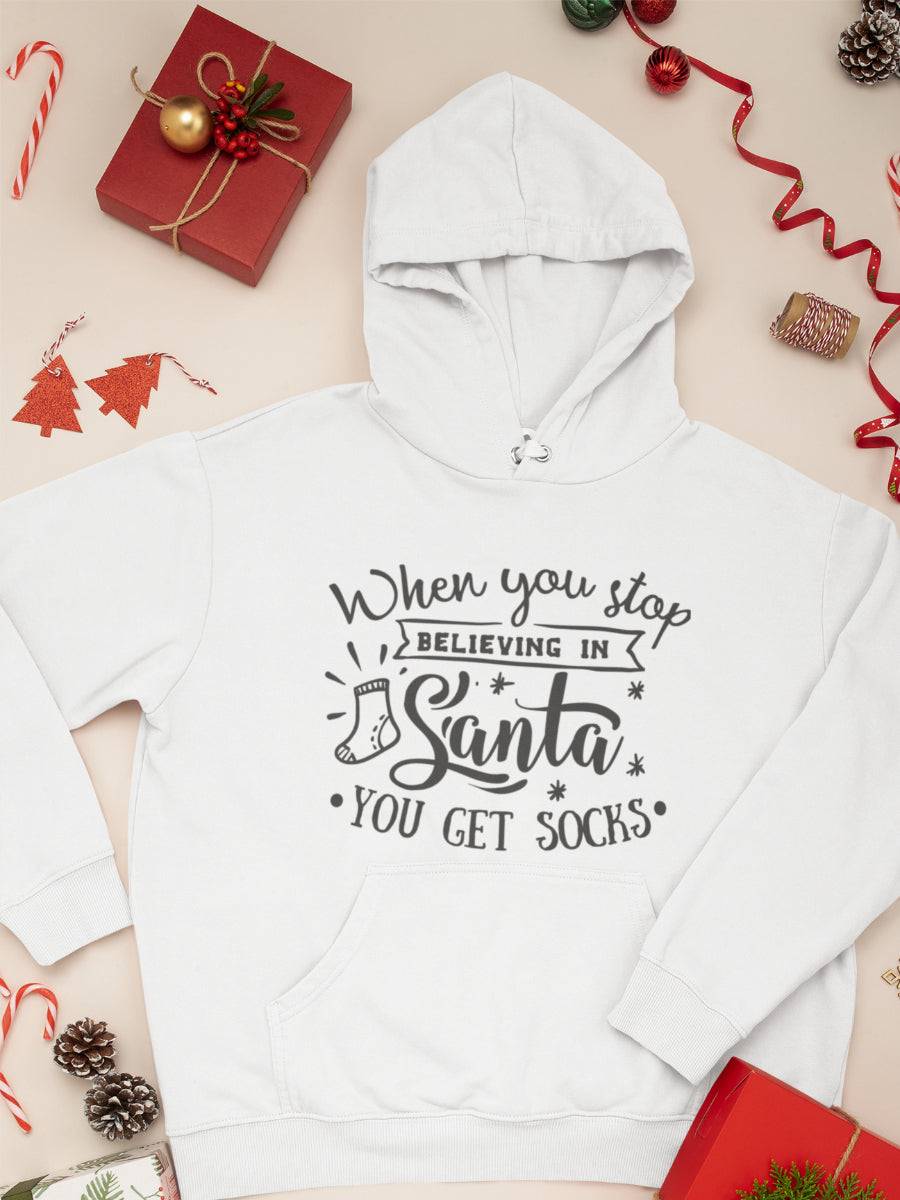 hanorac_bumbac_organic_premium_vegan_cadou_Craciun_Secret_Santa_alb_when_you_stop_believing_in_Santa_you_get_socks