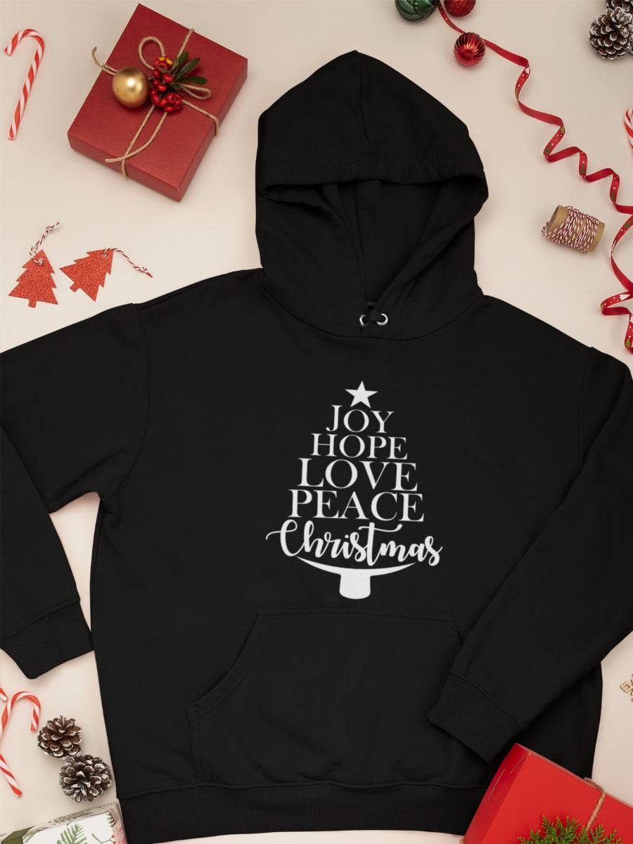 hanorac_bumbac_organic_premium_vegan_cadou_Craciun_Secret_Santa-joy-hope-love-peace-Christmas-negru