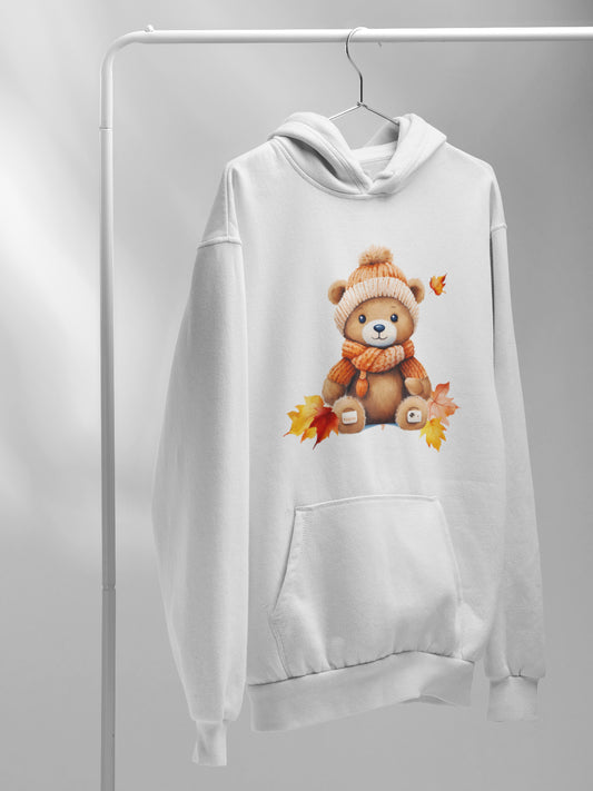 hanorac bumbac premium organic vegan toamna autumn femei hay creations hoodie cuddly bear alb