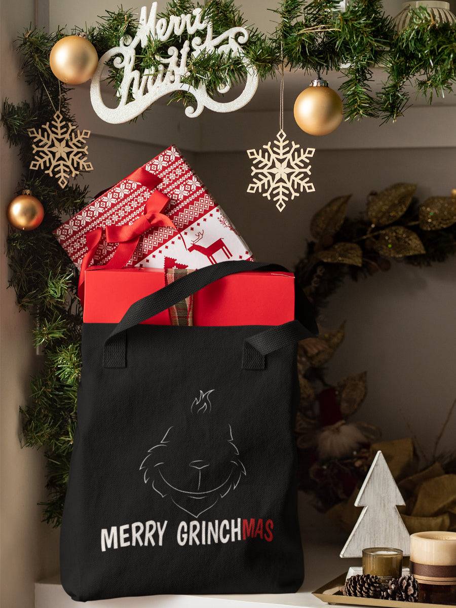 sacosa_textila_bumbac_organic_premium_vegan_cadou_Craciun_Secret_Santa_Merry-Grinchmas-neagra