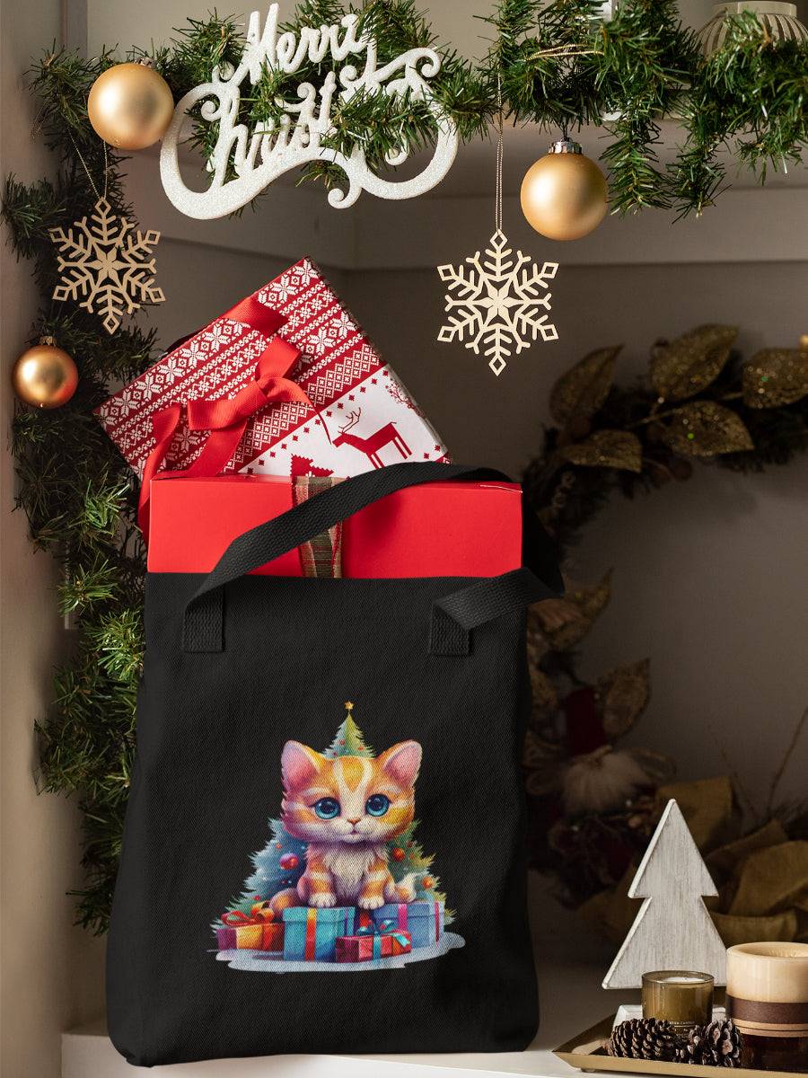 sacosa_textila_bumbac_organic_premium_vegan_cadou_Craciun_Secret_Santa_cat-neagra