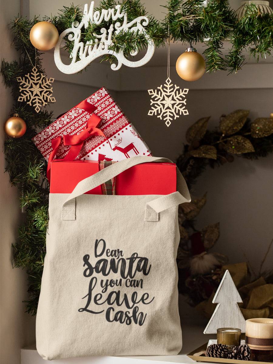 sacosa_textila_neagra_bumbac_organic_premium_vegan_cadou_Craciun_Secret_Santa_dear-Santa-you-can-leave-cash-neagra