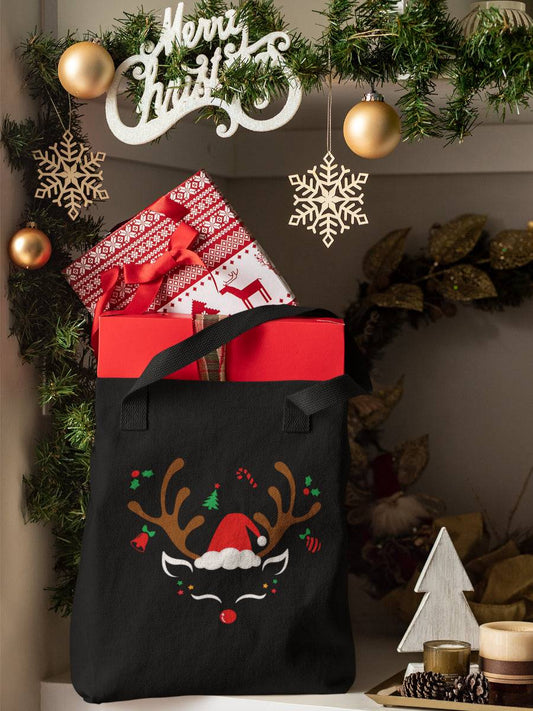 sacosa_textila_bumbac_organic_premium_vegan_cadou_Craciun_Secret_Santa_jolly-reindeeir-neagra