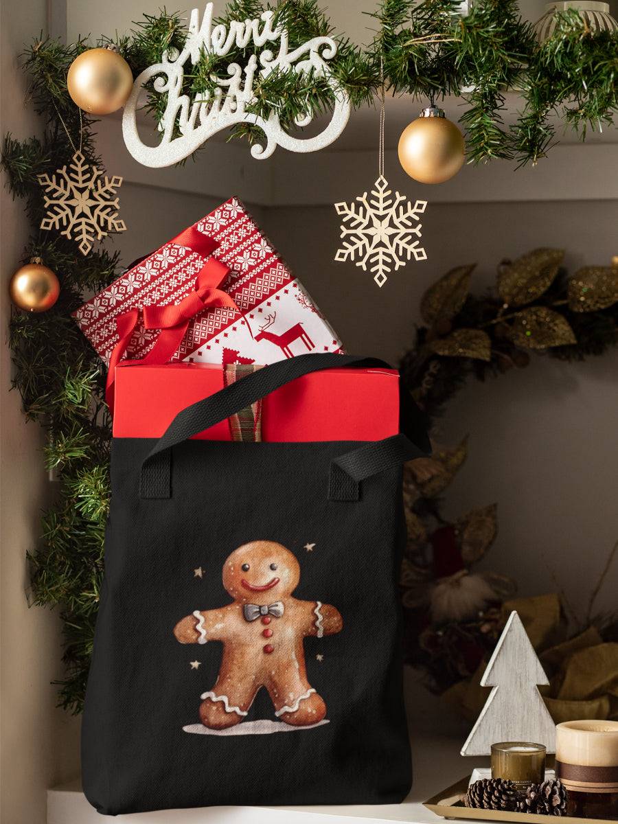 sacosa_textila_neagra_bumbac_organic_premium_vegan_cadou_Craciun_Secret_Santa_Gingerbread-man-neagra