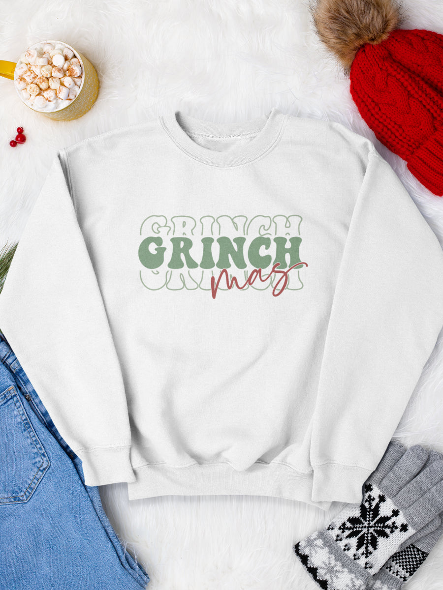 sweatshirt_bumbac_organic_premium_vegan_cadou_Craciun_Secret_Santa-Grinchmas-alb_bluza_craciun