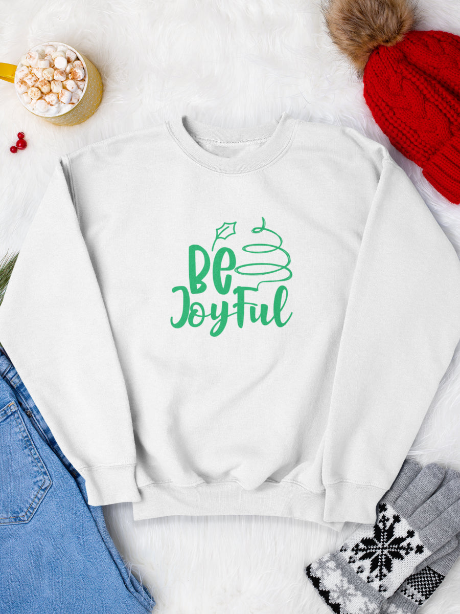 sweatshirt_bumbac_organic_premium_vegan_cadou_Craciun_Secret_Santa-be-joyful-alb_bluza_craciun