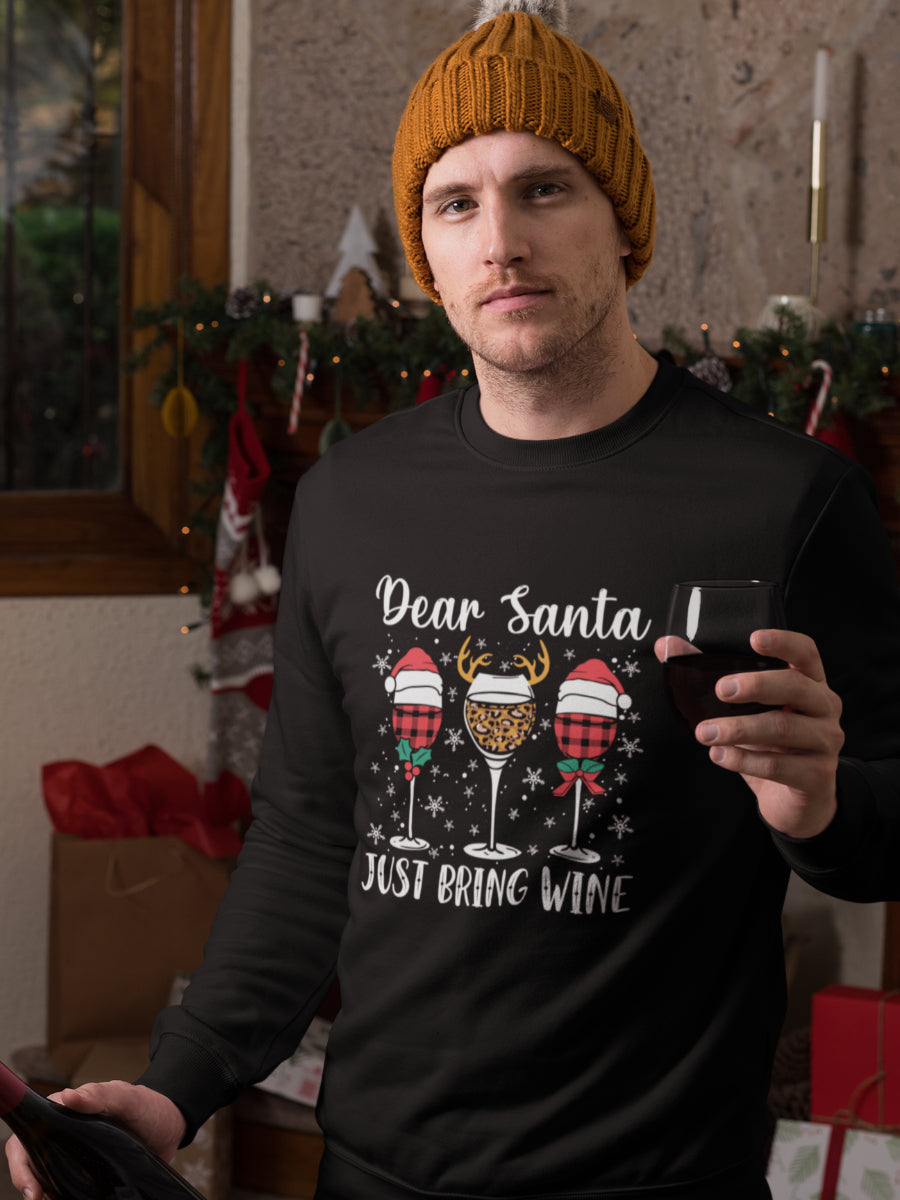    sweatshirt_bumbac_organic_premium_vegan_cadou_Craciun_Secret_Santa-dear-Santa-just-bring-wine-negru_bluza_craciun
