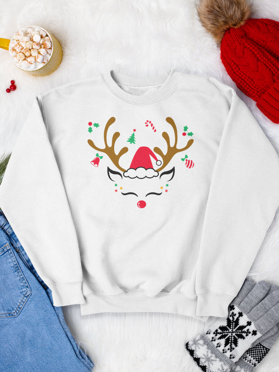 sweatshirt_bumbac_organic_premium_vegan_cadou_Craciun_Secret_Santa-jolly-reindeer-alb_bluza_craciun