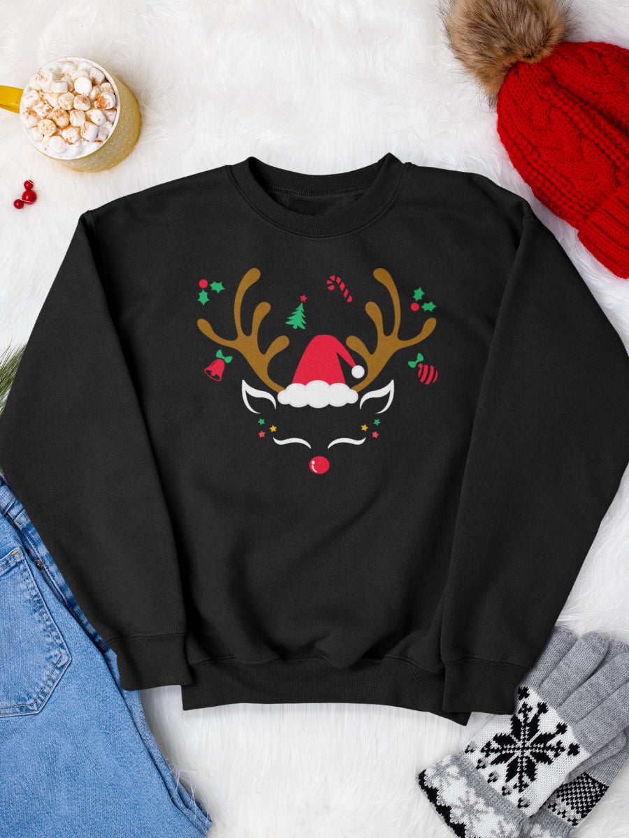 sweatshirt_bumbac_organic_premium_vegan_cadou_Craciun_Secret_Santa-jolly-reindeer-negru_bluza_craciun