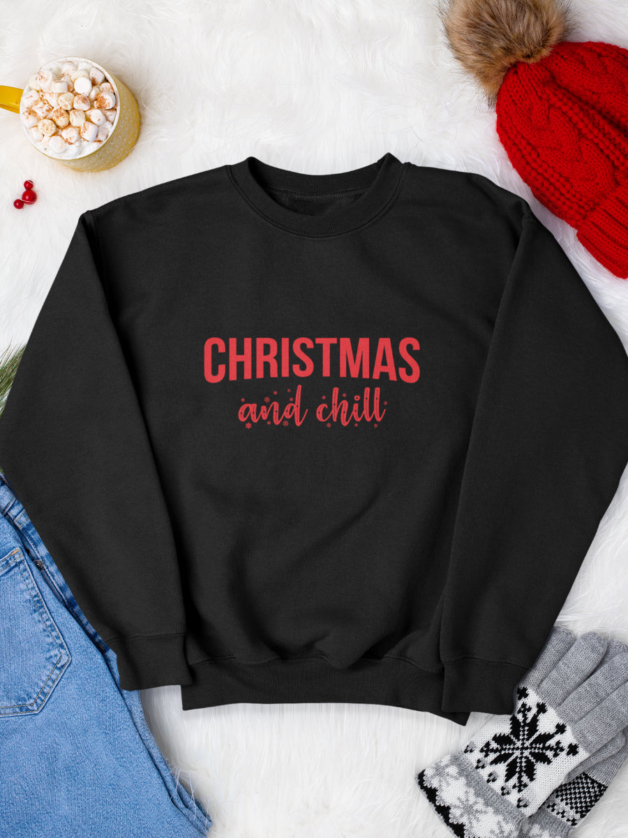    sweatshirt_bumbac_organic_premium_vegan_cadou_Craciun_Secret_Santa_Christmas-and-chill-negru_bluza_craciun