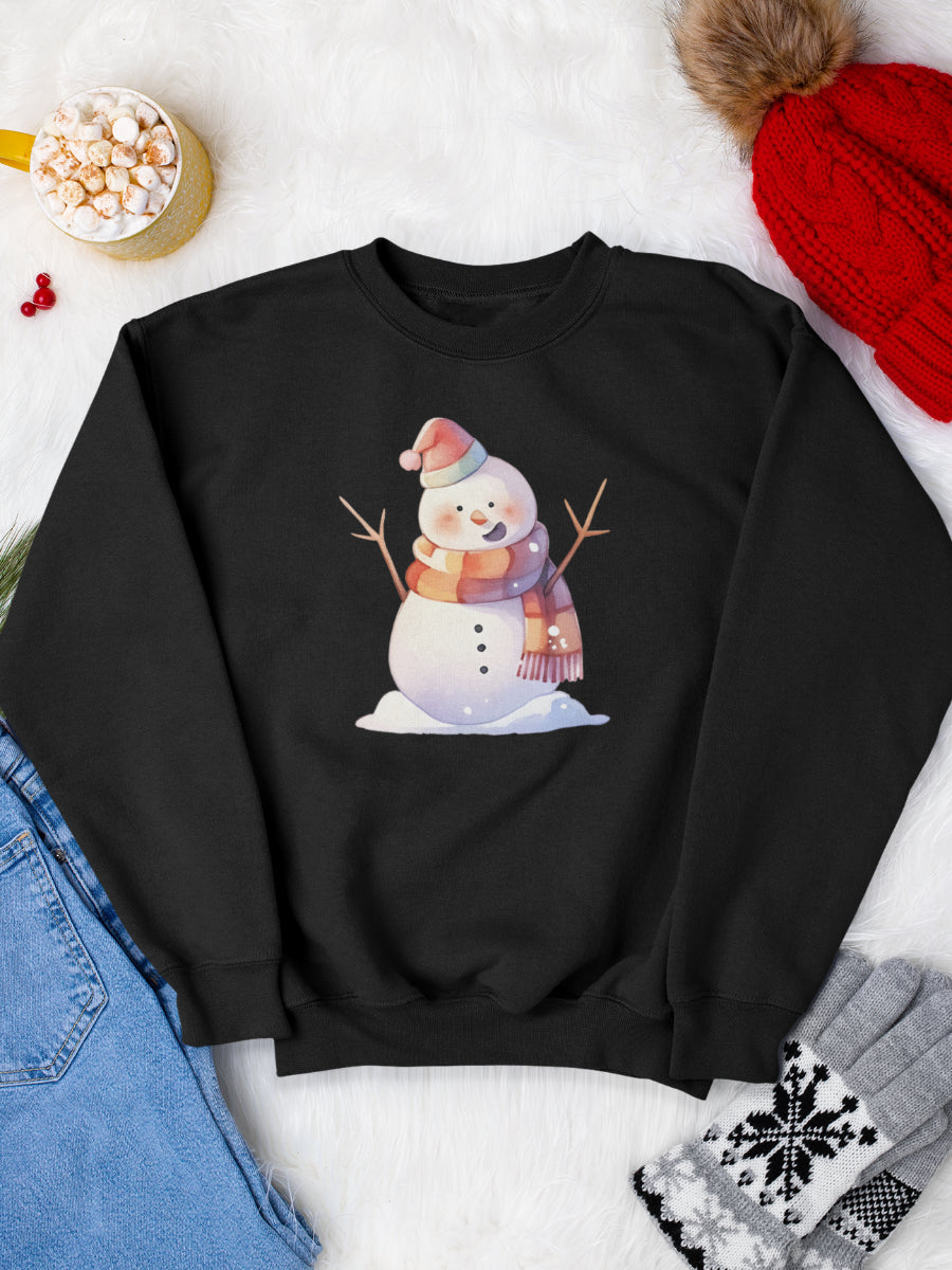 sweatshirt_bumbac_organic_premium_vegan_cadou_Craciun_Secret_Santa_Frosty-the-snowman-negru_bluza_craciun