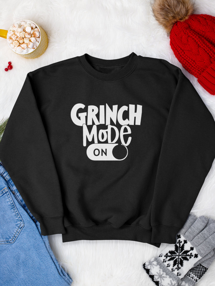 sweatshirt_bumbac_organic_premium_vegan_cadou_Craciun_Secret_Santa_Grinch-mode-on-negru_bluza_craciun