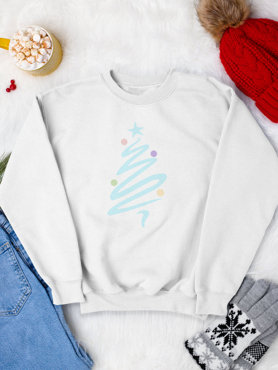     sweatshirt_bumbac_organic_premium_vegan_cadou_Craciun_Secret_Santa_alb_boho_christmas_tree_albastru_bluza_craciun