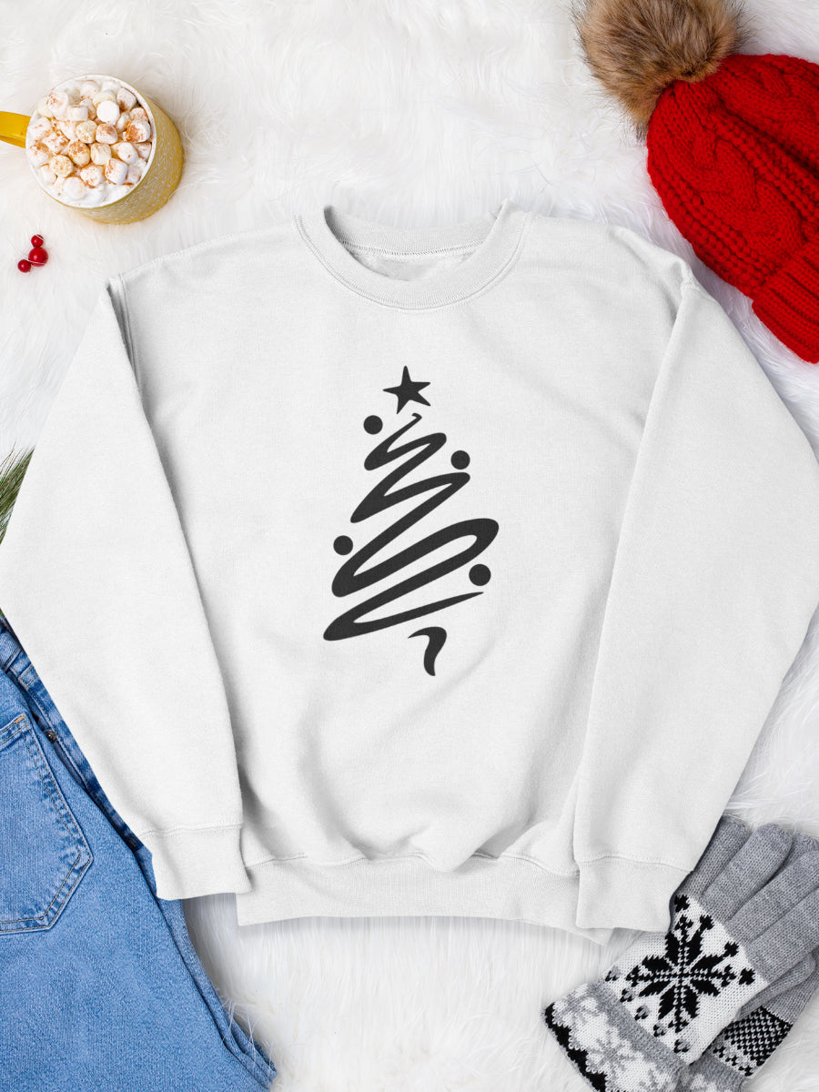 sweatshirt_bumbac_organic_premium_vegan_cadou_Craciun_Secret_Santa_alb_boho_christmas_tree_negru_bluza_craciun