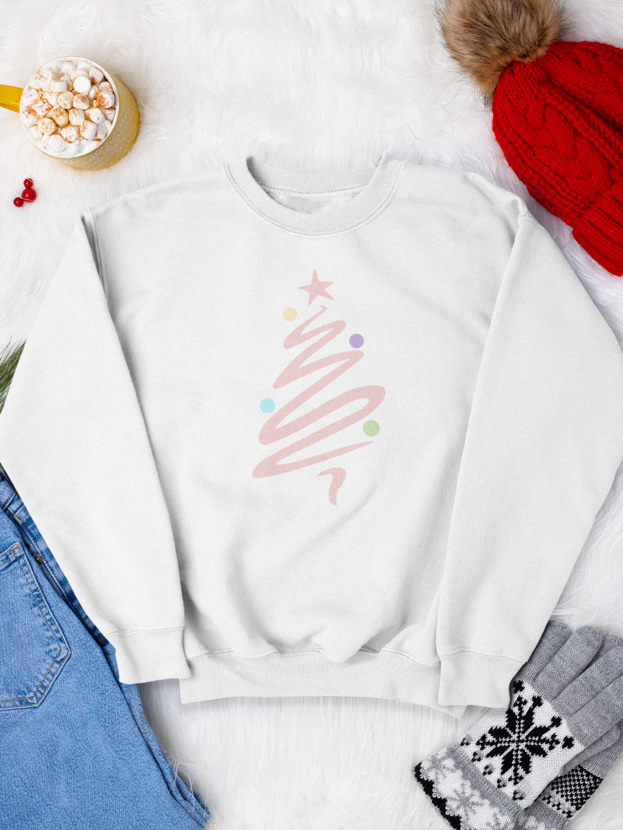 sweatshirt_bumbac_organic_premium_vegan_cadou_Craciun_Secret_Santa_alb_boho_christmas_tree_roz_bluza_craciun