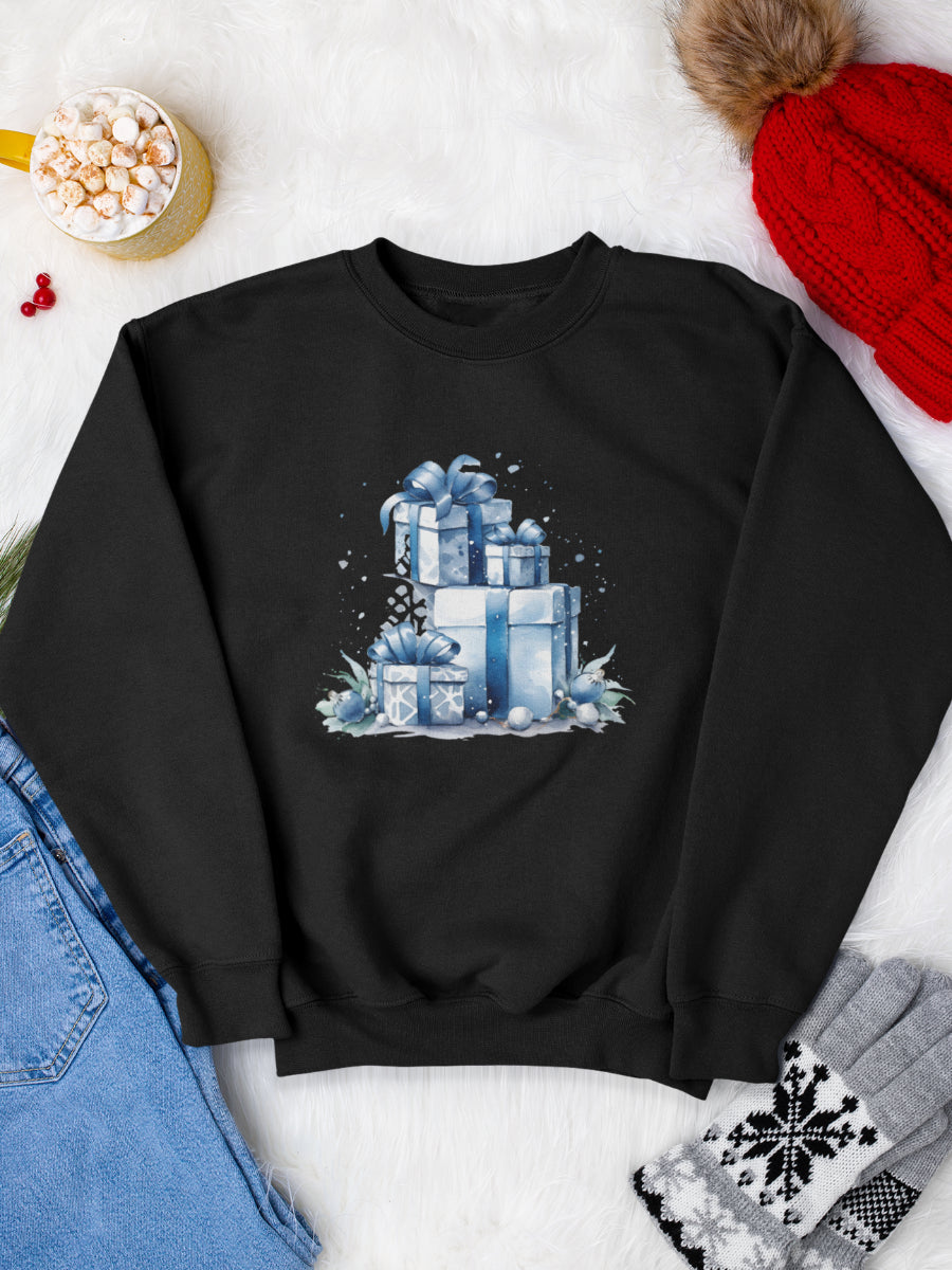 sweatshirt_bumbac_organic_premium_vegan_cadou_Craciun_Secret_Santa_blue-Christmas-negru_bluza_craciun