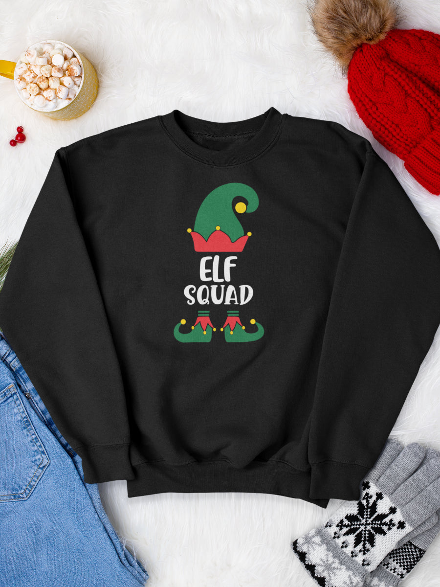 sweatshirt_bumbac_organic_premium_vegan_cadou_Craciun_Secret_Santa_elf_squad_negru_bluza_craciun