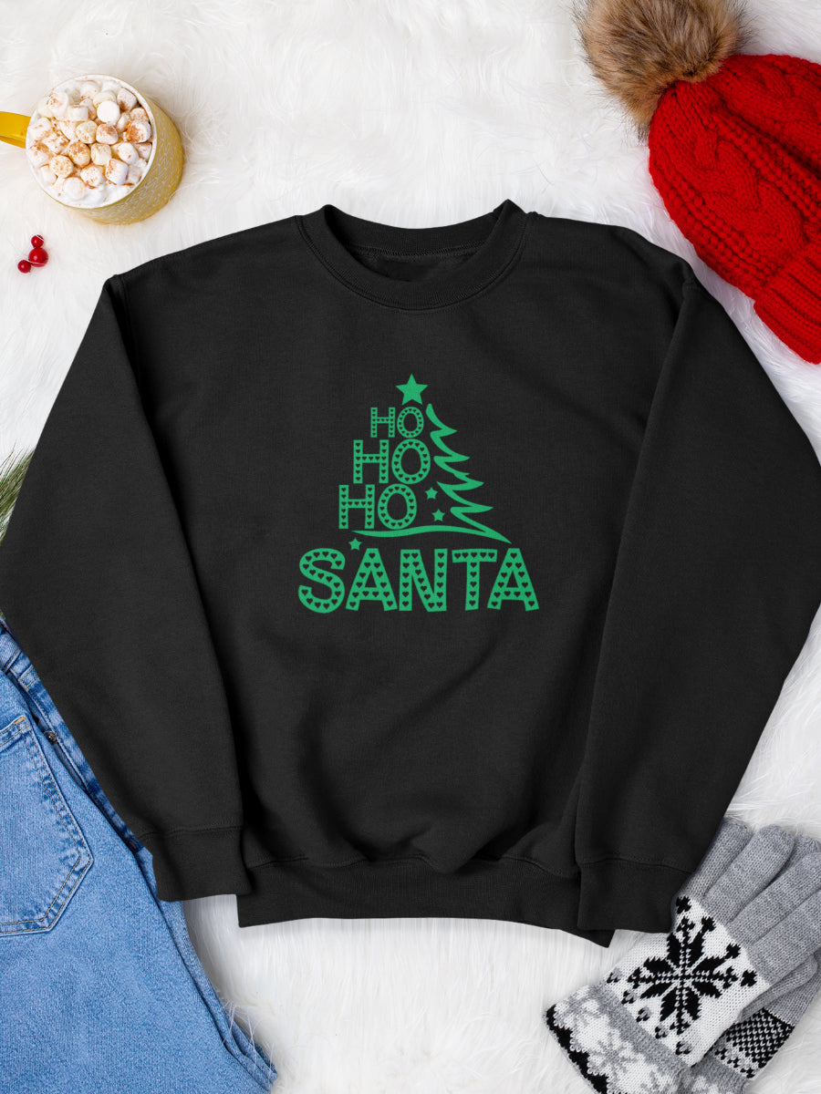 sweatshirt_bumbac_organic_premium_vegan_cadou_Craciun_Secret_Santa_ho-ho-ho-santa-negru