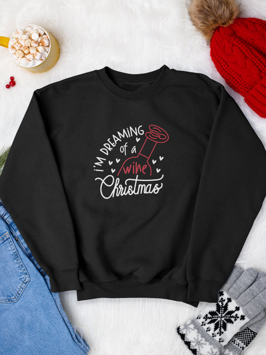    sweatshirt_bumbac_organic_premium_vegan_cadou_Craciun_Secret_Santa_im-dreaming-of-a-wine-Christmas-negru  900 × 1200px_bluza_craciun