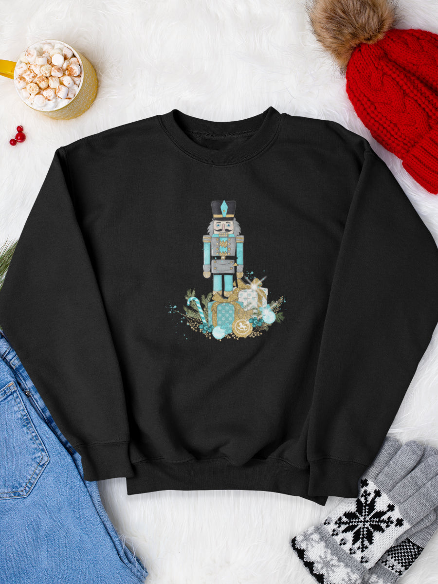 sweatshirt_bumbac_organic_premium_vegan_cadou_Craciun_Secret_Santa_nutcracker-negru_bluza_craciun