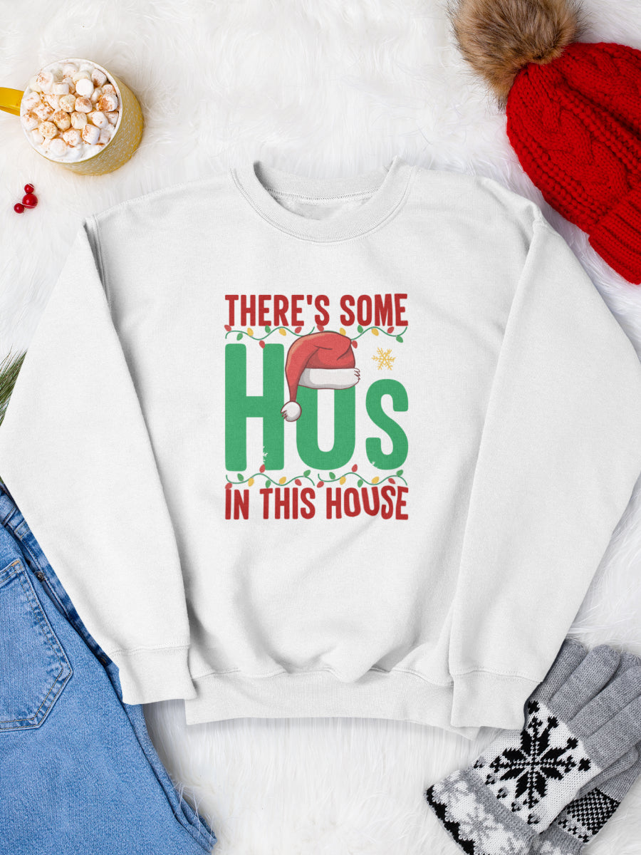 sweatshirt_bumbac_organic_premium_vegan_cadou_Craciun_Secret_Santa_theres-some-hos-is-the-house-alb_bluza_craciun