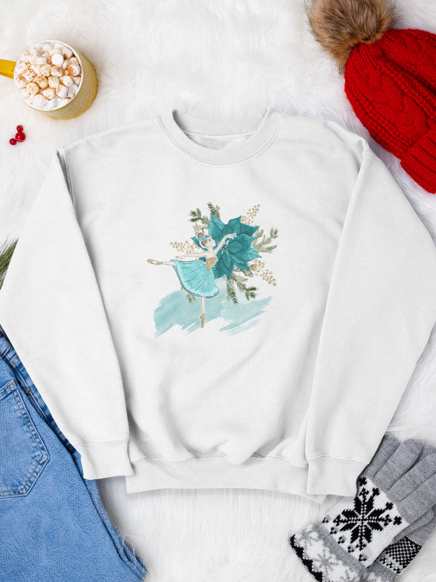 sweatshirt_bumbac_organic_premium_vegan_cadou_Craciun_Secret_Santa_winterland_ballerina_alb_bluza_craciun