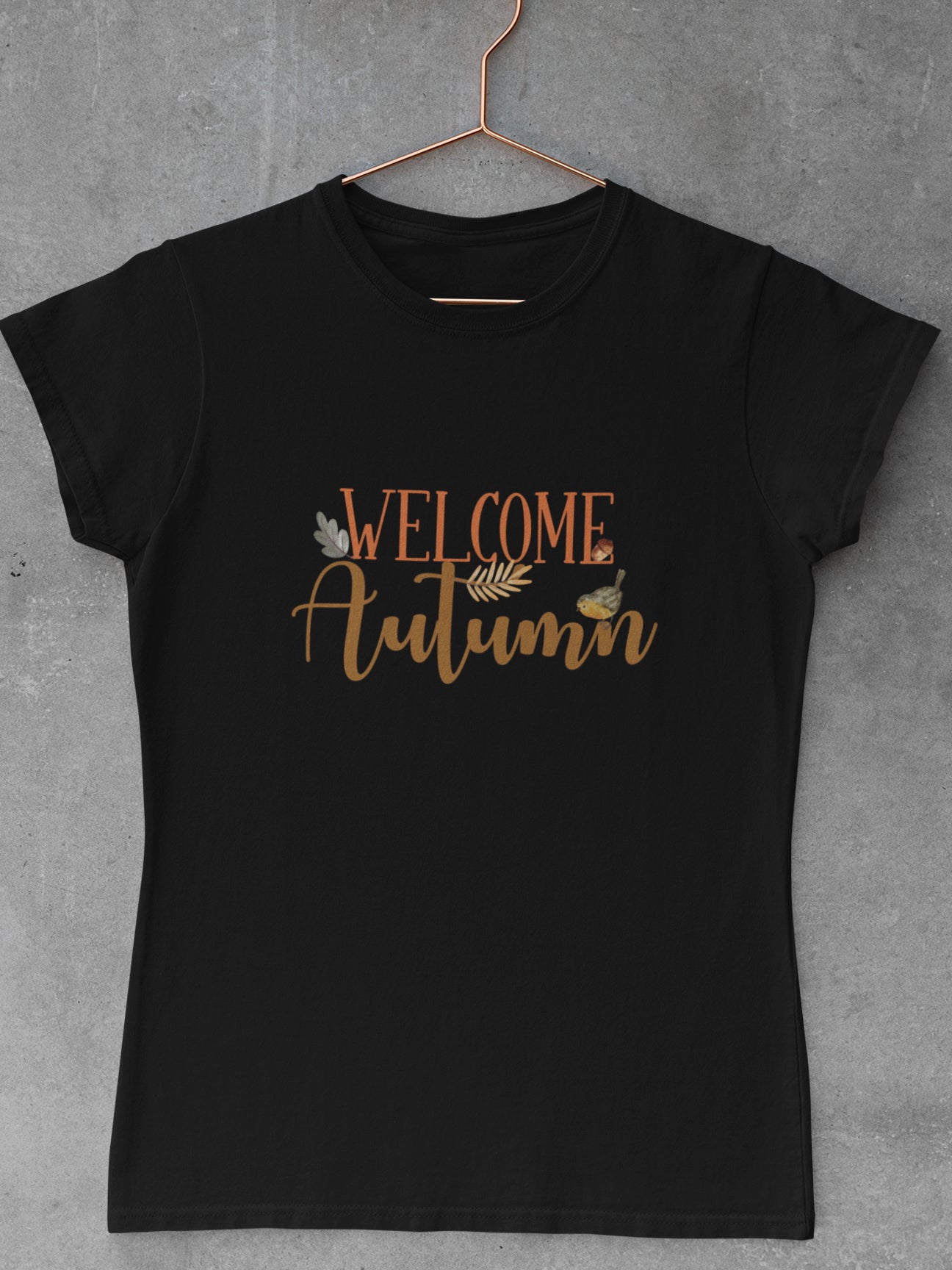 tricou-bumbac-organic-premium-vegan-femei-toamna-autumn-hay-creations-welcome-autumn-negru