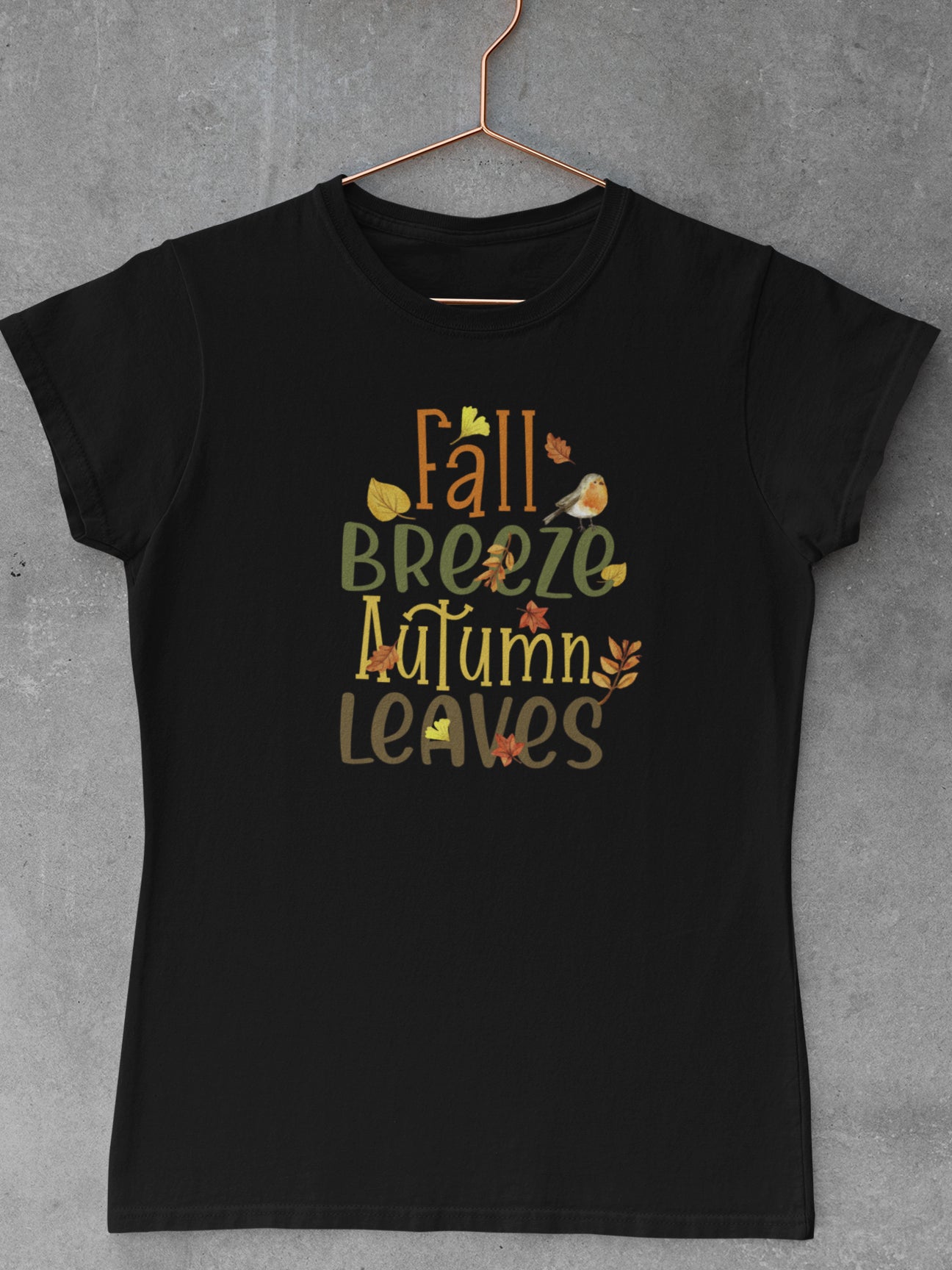 tricou-bumbac-organic-premium-vegan-negru-femei-toamna-autumn-hay-creations-ffall-breeze-autumn-leaves