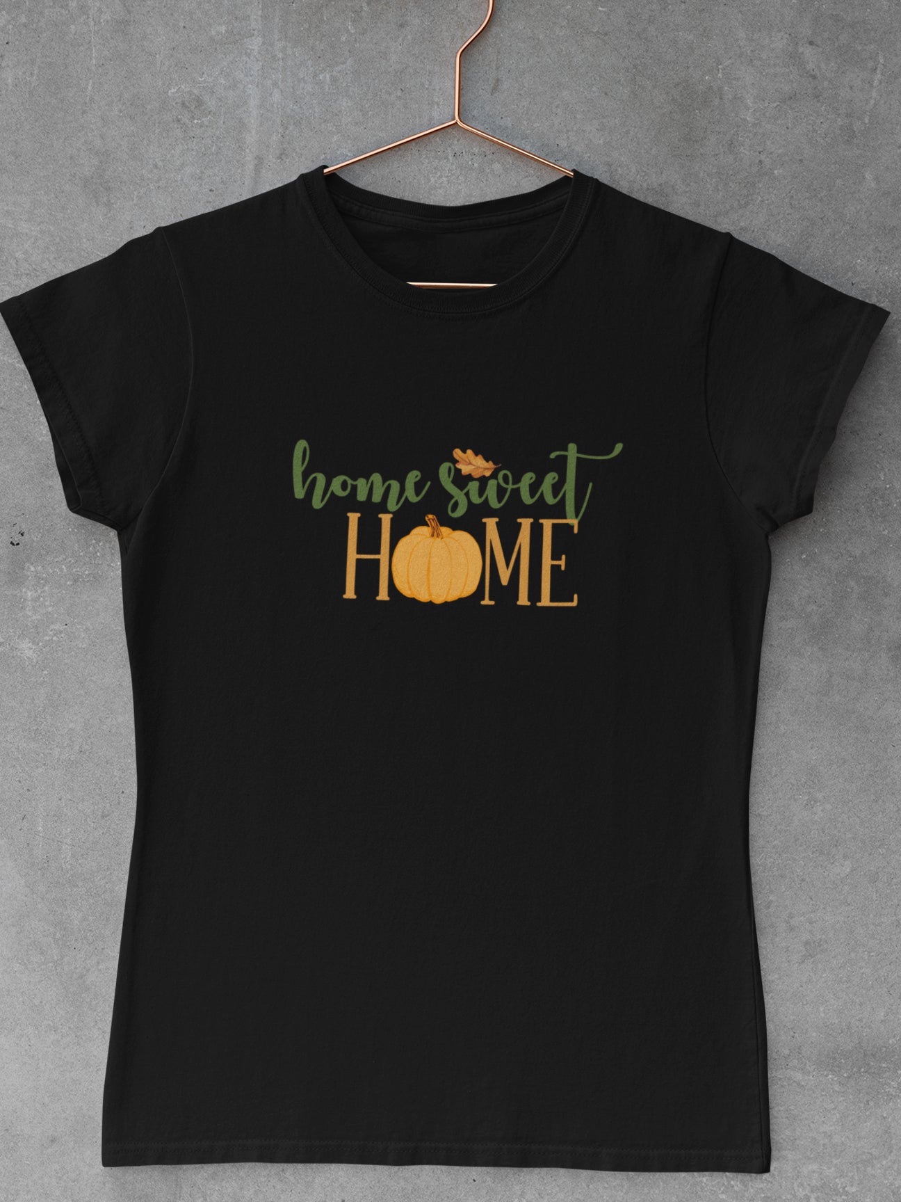 tricou-bumbac-organic-premium-vegan-negru-femei-toamna-autumn-hay-creations-home-sweet-home