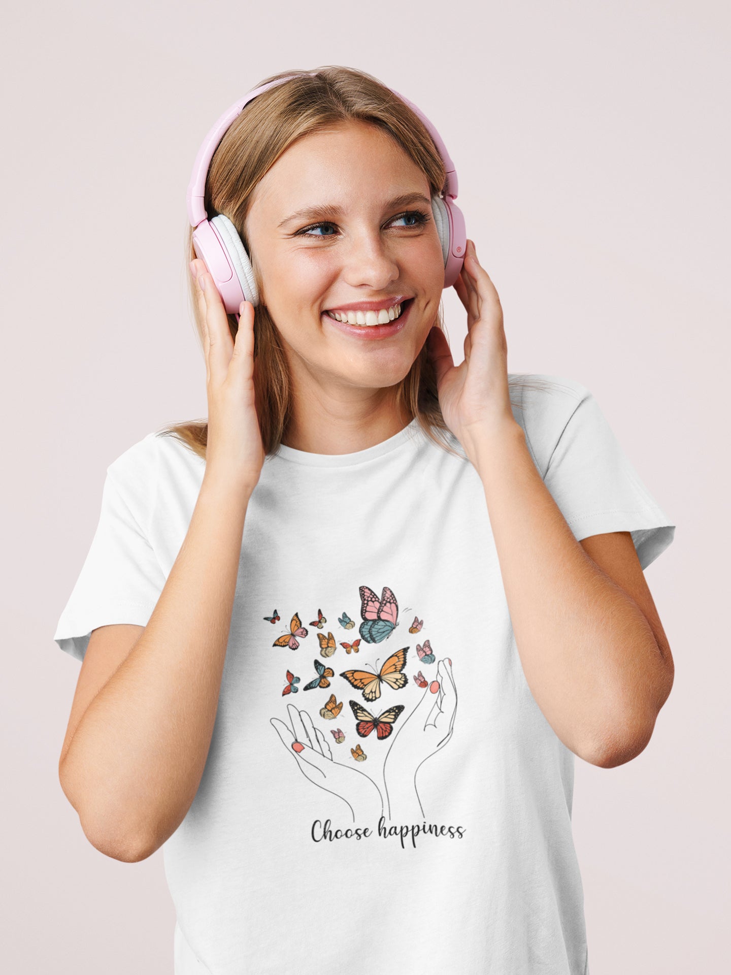 tricou bumbac organic premium vegan choose happiness hay creations