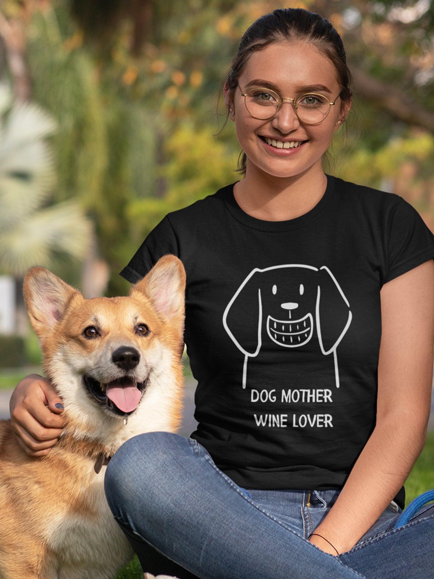 Tricou din bumbac premium | Dog Mother | Wine lover | Femei |